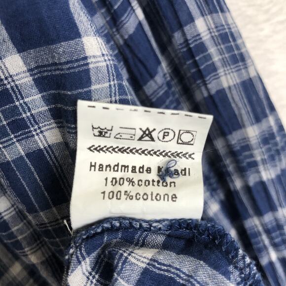 BSBEE 100% Cotton Shirt Women's Sz L Blue Plaid Long Sleeve Button Drop Shoulder - Picture 7 of 13